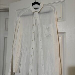 Zara White Casual Button Down Shirt